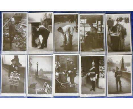 Postcards, London Life, a selection of 10 RP's from the Rotary London Life series 10513, nos 1-9 and 11 inc. no 1, Fireman, n