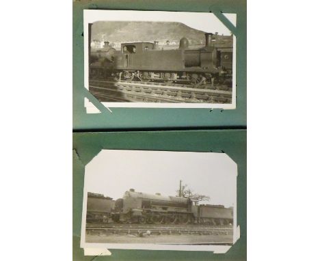 Postcards, a collection of approx 90 mainly RP cards of Railway Locomotives in small vintage album inc. taking on coal, sheds