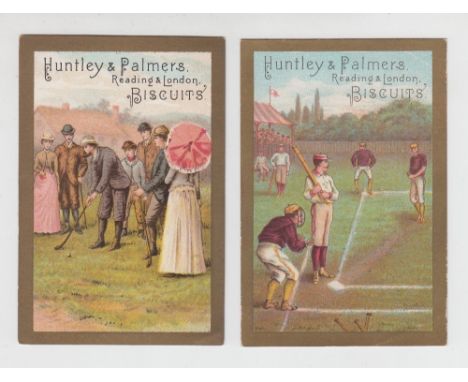 Trade cards, Huntley &amp; Palmers, Sports, (plain background) (set, 12 cards) inc. Baseball, Cricket, Golf etc (some light s