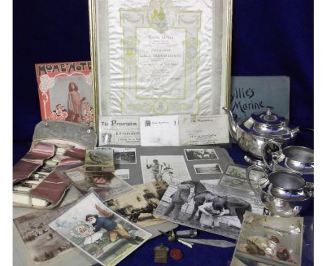Collectables, a mixed collection of items to include a framed Royal Opera silk programme from 1908 for the visit of The Presi