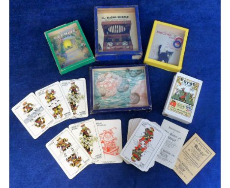 Toys, 4 puzzle games, Aero puzzle, Beehive puzzle, Ringtail Cat puzzle &amp; The Radio puzzle all by R Journet &amp; Co also 