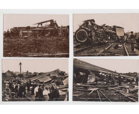 Postcards, Norfolk, 4 detailed RP's showing scenes from the Cromer Express Train Disaster 12 July 1913 published by Cullingwo