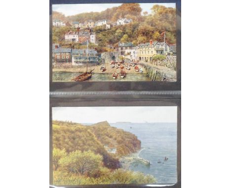 Postcards, a collection of approx 150 A R Quinton artist drawn cards, UK scenes, various locations inc. Devon, Cornwall, York