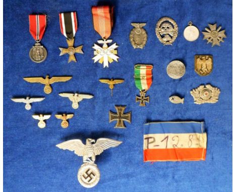 Militaria, collection of WW2 original and reproduction German medals and badges incl. 'Winterschlacht im Osten 1941/42' Easte