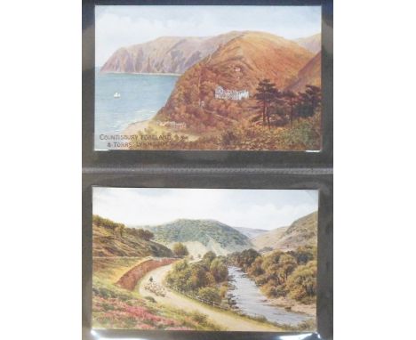 Postcards, a collection of approx 130 A R Quinton cards with artistic views of England &amp; Wales, inc. villages, towns, cit