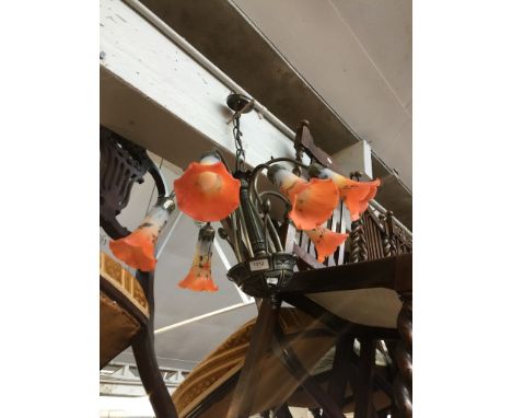 7 bulbed flowered glass ceiling lamp 