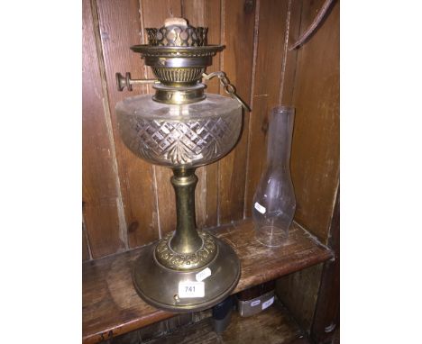 Brass and glass Victorian oil lamp 