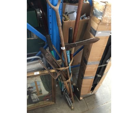 A bundle of garden tools 