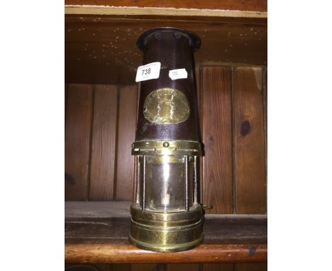 Vintage miners lamp by W. E Teale and companyCondition: glass in tact, dents to metalwork throughout, see images.