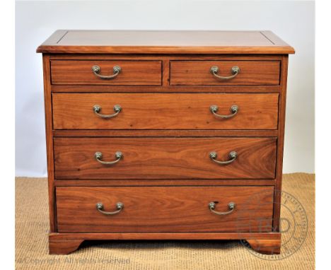 A modern Chinese hardwood chest, of two short and three graduated long drawers, on bracket feet, 80cm H x 92cm W x 48cm D