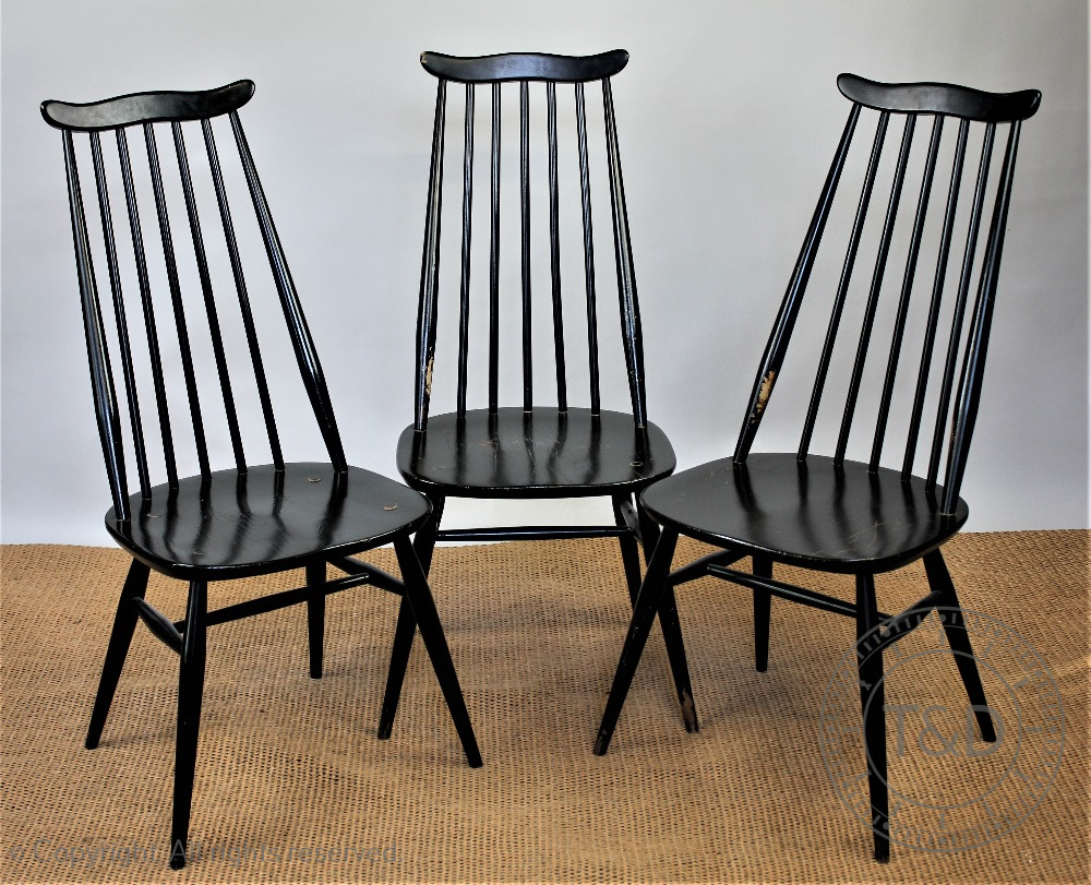 A set of six Ercol Goldsmith pattern dining chairs, including one with