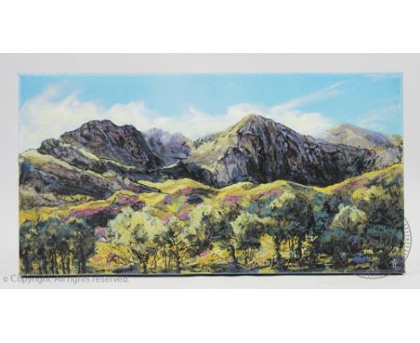 Sarah Leon, Oil on canvas, City scape, Signed and dated 06, 81cm x 35.5cm, unframed, with a smaller oil on canvas landscape, 