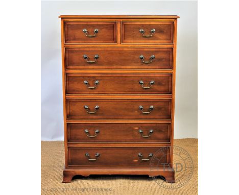 A modern walnut chest, of two short and five long drawers, on bracket feet, 107cm H x 79cm W x 47cm D