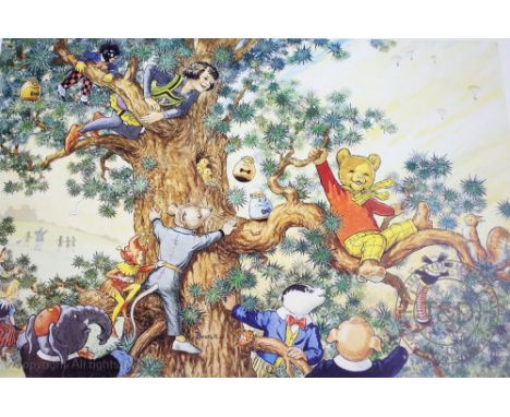 After John Harrold, Six limited edition Rupert The Bear prints, Comprising 'Nutwood Christmas Eve', signed by John Harrold an