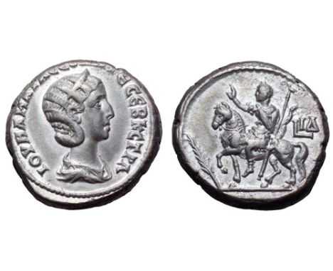 Julia Mamaea BI Tetradrachm of Alexandria, Egypt. Year 14, AD 234/235. IOV MAMAIA CЄB MHTЄ CЄB K CTPA, draped bust right, wea