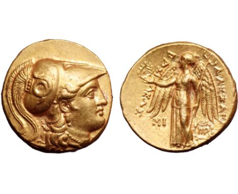 Seleukid Kings of Syria, Seleukos I Nikator AV Stater. Babylon, circa 311-300 BC. Head of Athena right, wearing crested Corin