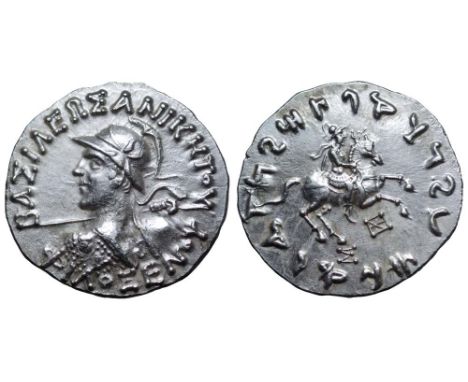 Indo-Greek Kingdom, Philoxenos Aniketos AR Tetradrachm. Circa 125-110 BC. BAΣIΛEΩΣ ANIKHTOY ΦΙΛOΞENOY, diademed heroic bust l