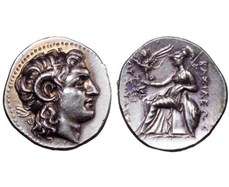 Kings of Thrace, Lysimachos AR Drachm. Ephesos, circa 294-287 BC. Diademed head of the deified Alexander the Great right, wea