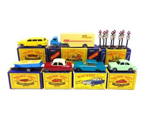 FIVE MATCHBOX 1-75 SERIES REGULAR WHEEL MODELS comprising a No.22, Vauxhall Cresta, cream over maroon, metal wheels, excellen