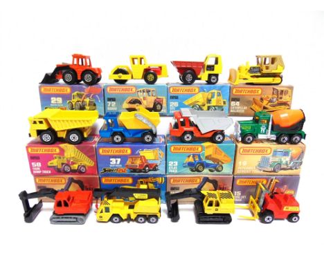 TWELVE MATCHBOX 1-75 SERIES SUPERFAST WHEEL MODELS  comprising a No.15, Fork Lift Truck, red and yellow with an unpainted bas