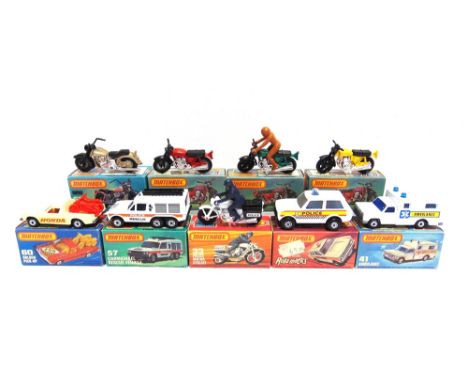 NINE MATCHBOX 1-75 SERIES SUPERFAST WHEEL MODELS  comprising a No.18, Hondarora, red; No.18, Hondarora, yellow; No.18, Hondar