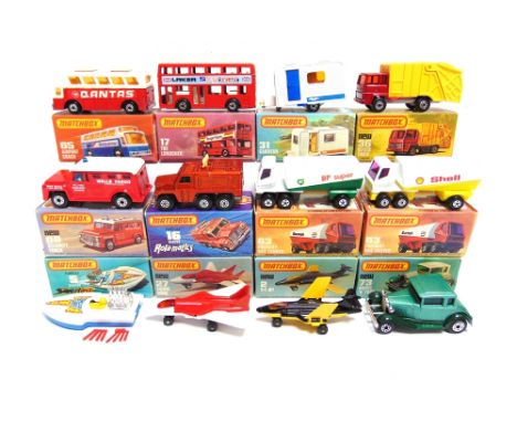 TWELVE MATCHBOX 1-75 SERIES SUPERFAST WHEEL MODELS  comprising a No.2, S-2 Jet, black and yellow; No.5, Seafire, white and pa