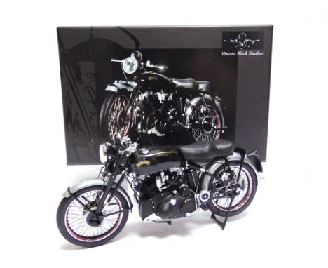 A 1/12 SCALE MINICHAMPS NO.122 134500, VINCENT - HRD SERIES C BLACK SHADOW 1950  boxed. Condition Report : Left-hand handleba
