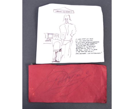 Peter Wyngarde (1927-2018) - an original hand drawn sketch / cartoon in the hand of Wyngarde. The cartoon depicts a figure ap