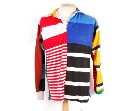 Peter Wyngarde's Personal Wardrobe - a vintage multi-coloured Rugby type shirt, owned and worn by Wyngarde. Multi-coloured de