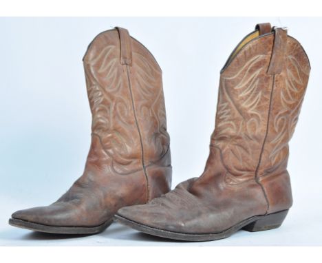 Peter Wyngarde Jason King Cowboy Boots - a pair of original vintage Tony Mora leather costume / prop cowboy boots as worn and