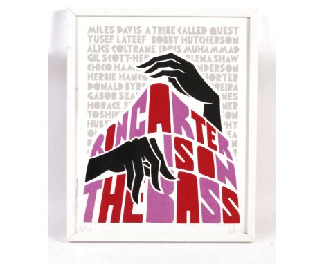 JulesmannArt - 2013 - an original limited edition Jazz screen print ' Ron Carter Is On The Bass '. Limited edition No. 2 / 22