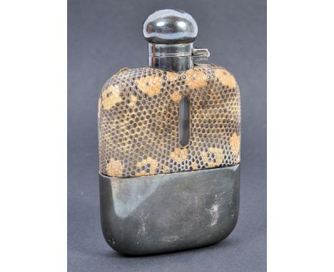 The Estate of Peter Wyngarde - Wyngarde's personally owned hallmarked silver and snakeskin covered hip flask. Hallmarks to th