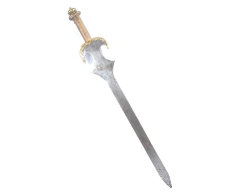 Unknown Production - an original vintage prop large Gladiator style sword. The sword of double edged blunted form, with a lea