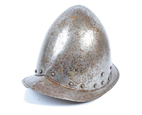 Unknown Production - an original vintage prop / costume English Civil War style helmet. The helmet of metal construction, wit