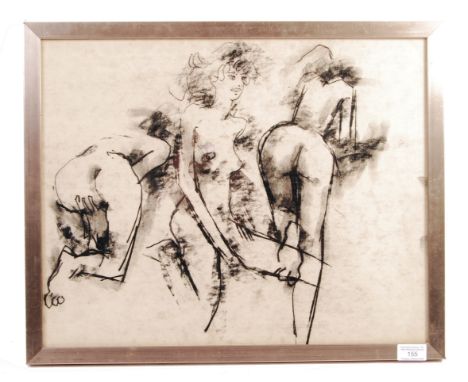 Peter Collins ARCA - 1923-2001 - rare pastel sketch / study of nudes. Depicting three female forms from various angles. Unsig