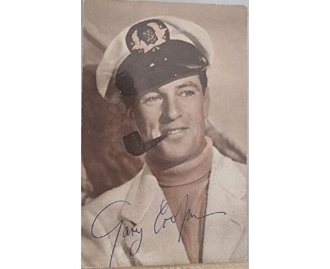 Gary Cooper (1901-1961) Actor Signed Vintage Postcard Photo. Good condition. All autographs are genuine hand signed and come 