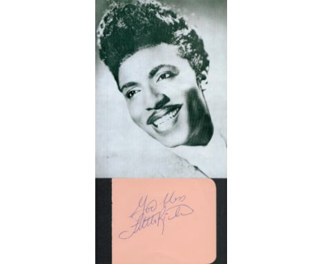 Little Richard signed 5x4 album page and 8x6 black and white vintage unsigned photo. Good condition. All autographs are genui