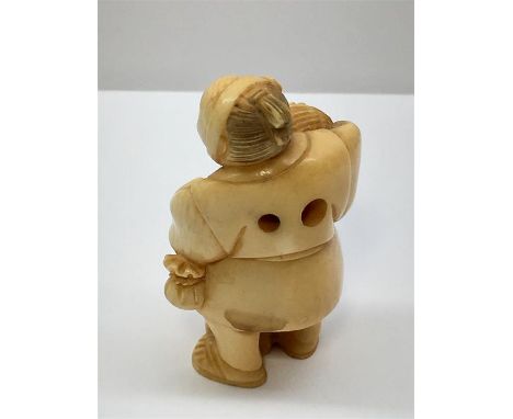 Japanese Early 20th Century period Ivory netsuke signed measures approx 53cm tall 