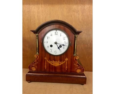 Antique French inlaid mahogany mantle clock 