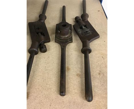 3 metal antique engineer die tools 