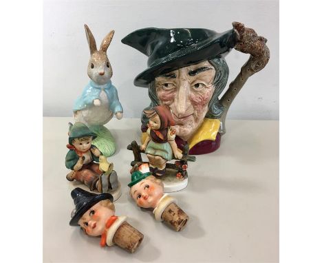 Selection of collectable china includes Royal Doulton Toby , Royal Albert, Hummel 