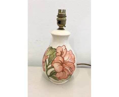 Moorcroft lamp measures approx 8ins high without fittings in good condition 