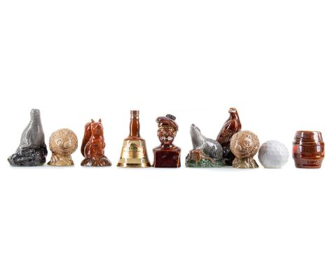 10 ASSORTED CERAMIC WHISKY MINIATURES INCLDUDING BENEAGLES CERAMIC ANIMAL DECANTERS 10 ASSORTED CERAMIC WHISKY MINIATURESThis