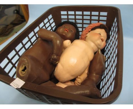 Armand Marseille, bisque headed Negro doll together with another similar