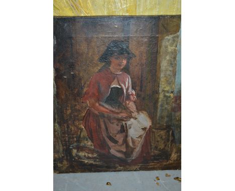Attributed to Emma Brownlow, oil on canvas, portrait of a seated girl, 16ins x 14ins approximately, unframed