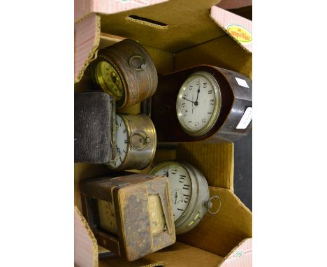 Edwardian mantel clock, carriage clock and case (a/f) and various other mantel and alarm clocks