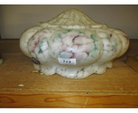 1930's Rose decorated opaque glass lamp bowl