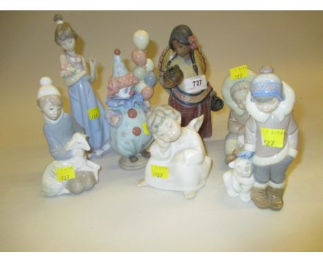 Seven various Lladro figures, animals and children