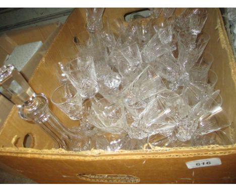 Waterford cut crystal seventy two piece suite of drinking glasses together with a matching decanter with stopper