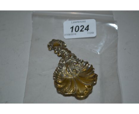 Victorian silver caddy spoon of embossed floral and shell design, Sheffield, 1847, maker AH